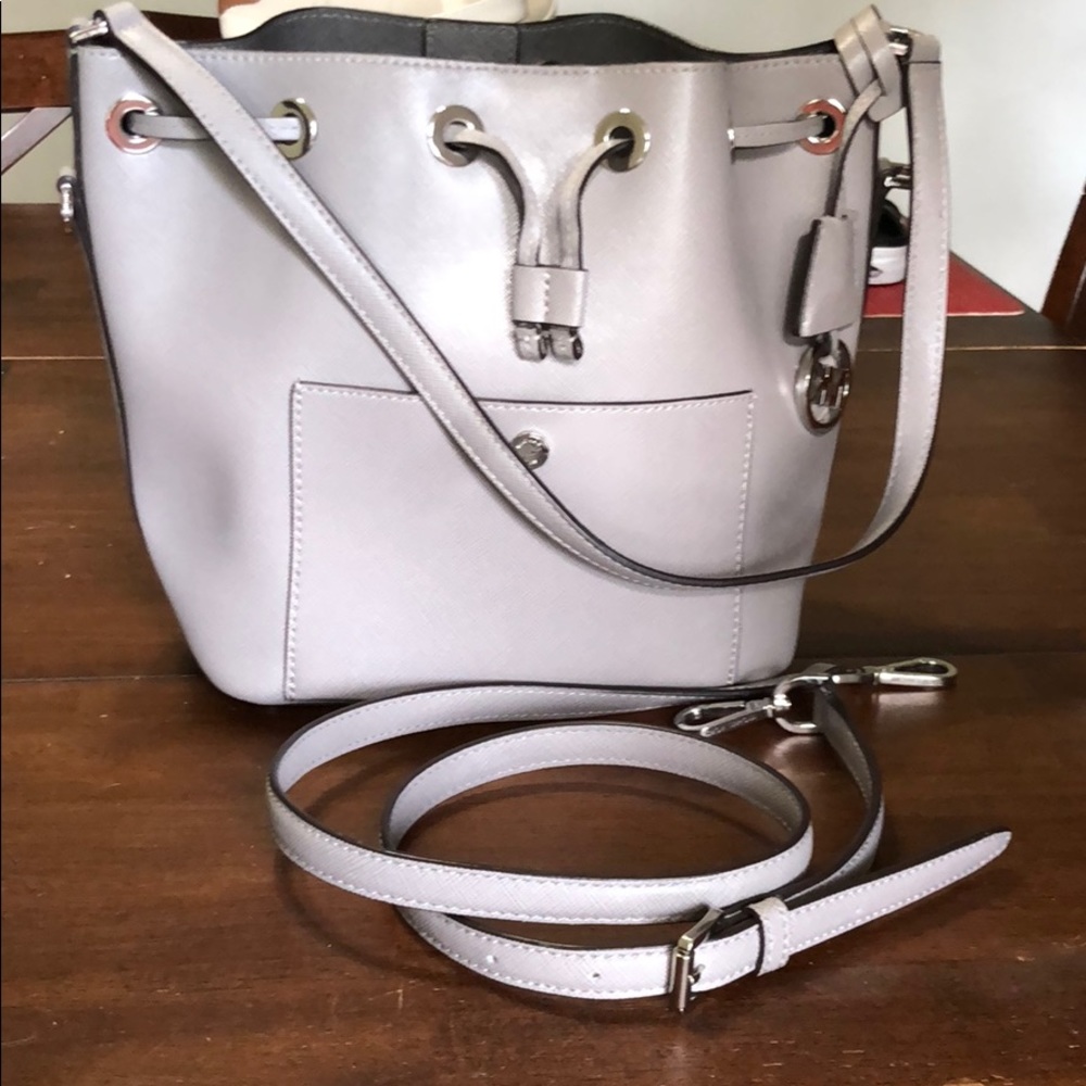 Michael Kors Grey Leather Hobo Handbag